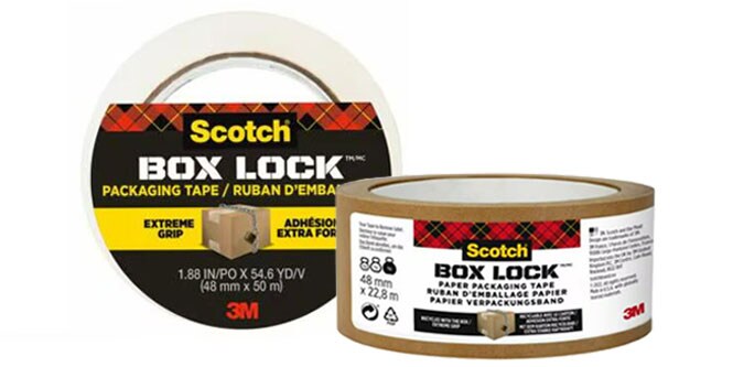 Sortiment an Scotch® Box Lock™ Papier-Verpackungsbändern

