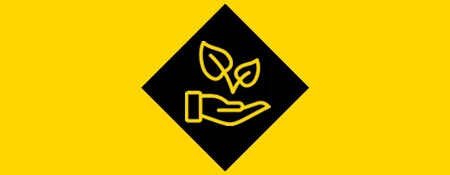Symbol für Nachhaltigkeit in den Farben Gelb und Schwarz
