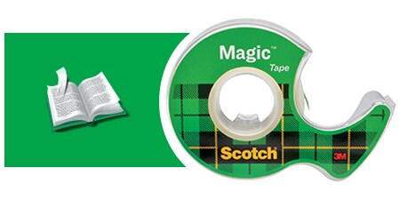 Beispiel für Scotch® Magic™ Klebeband und Verwendung – Reparatur zerrissener Buchseite
